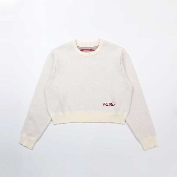 Áo Sweater [Unisex] Badblood - [w-knt24-007] Classic Big Logo Crewneck Sweater - Cream