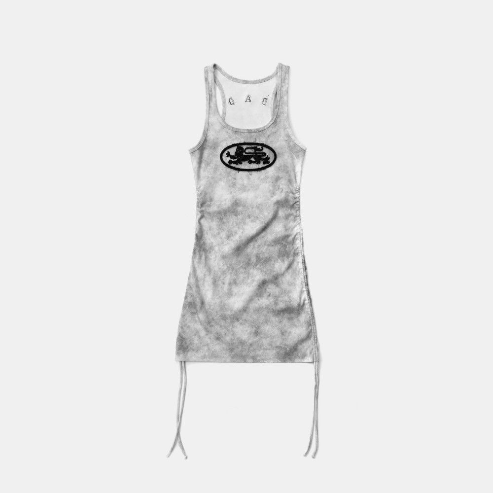  Váy [Nữ] Badblood - [w-drs25-006] Lion Patch Tank Mini Dress Washed White 