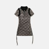  Váy [Nữ] Badblood - [w-drs25-004] Vintage Club Polo Mini Dress Check Brown 
