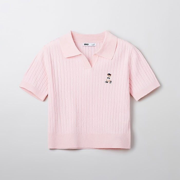  Áo Polo SPAO [Nữ] - Woody Cable Half-open Half-sleeve Knit - SPKWF24G51 