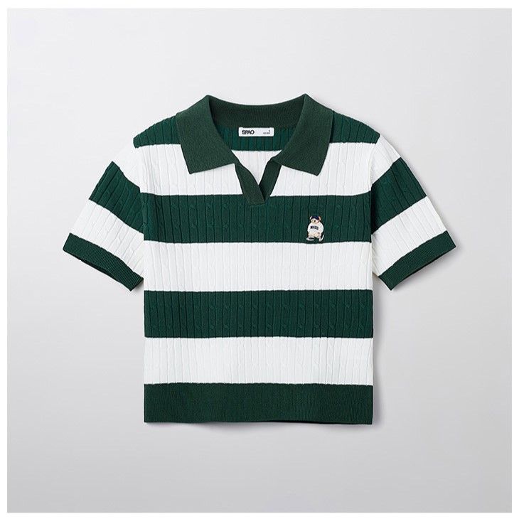  Áo Polo SPAO [Nữ] - Woody Cable Half-open Half-sleeve Knit - SPKWF24G51 