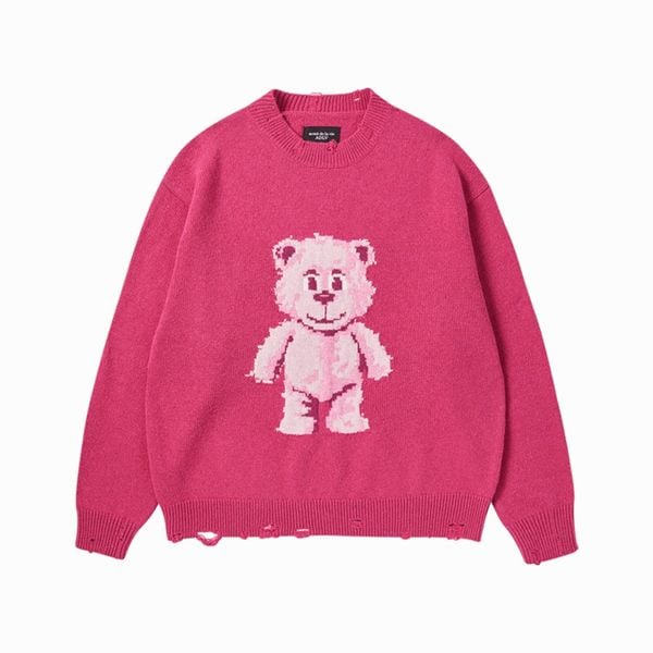 Áo Len ADLV Distressed Bear Knit Pink