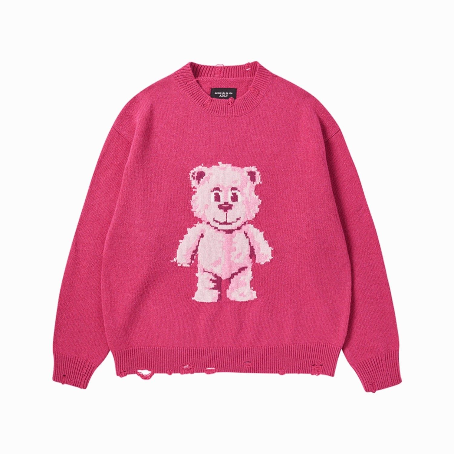  Áo Len ADLV Distressed Bear Knit Pink 