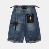  Quần Lửng [Unisex] Badblood - [w-srt25-031] Convex Denim Long Bermuda Pants - Mid Blue 