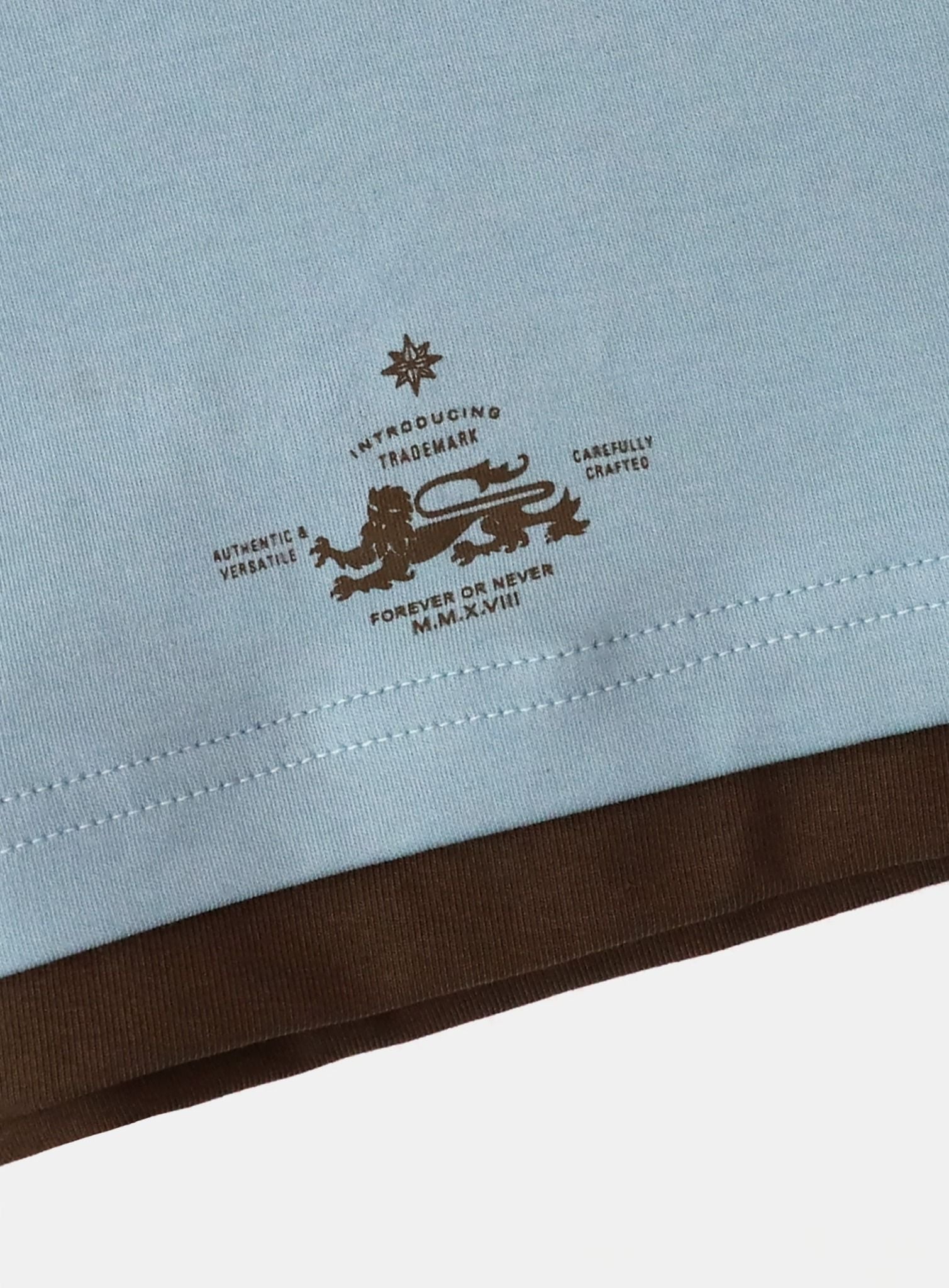  Áo Thun [Unisex] Badblood - [w-tee25-103] Lion Jersey Ringer T-Shirt Light Blue 