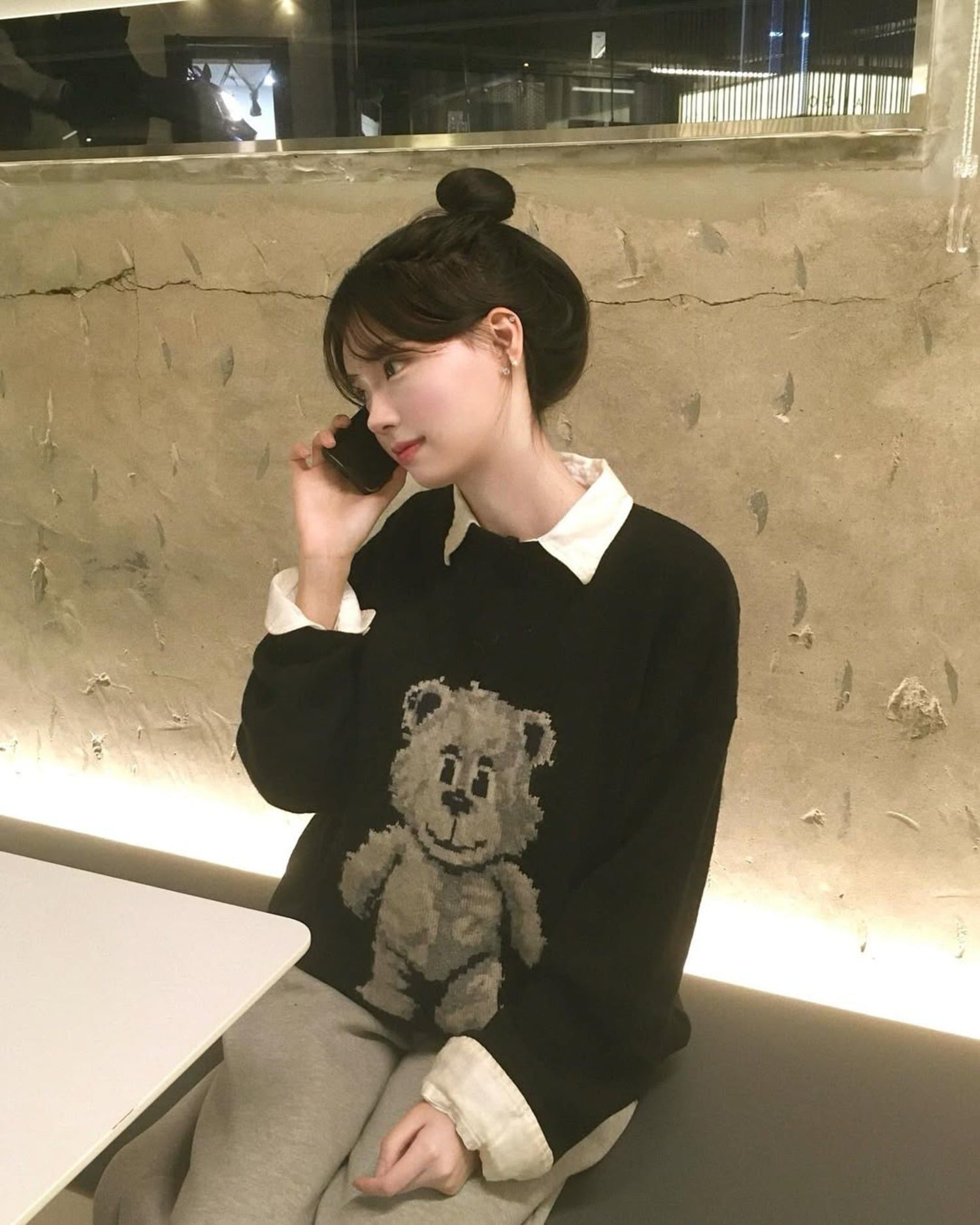  Áo Len ADLV Distressed Bear Knit Black 