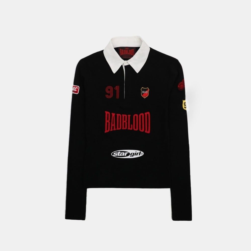  Áo Thun Dài Tay [Unisex] Badblood - [w-tee25-036] Mystic Capsule Rugby Shirt Slim Fit Black 