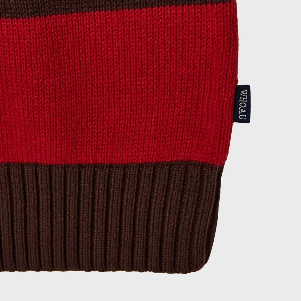  Áo Sweater Whoau [Unisex] - Steve Open Collar Stripe Pullover - WHKAG4951U 