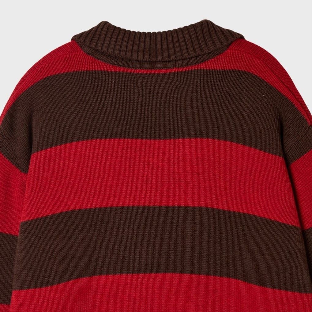  Áo Sweater Whoau [Unisex] - Steve Open Collar Stripe Pullover - WHKAG4951U 