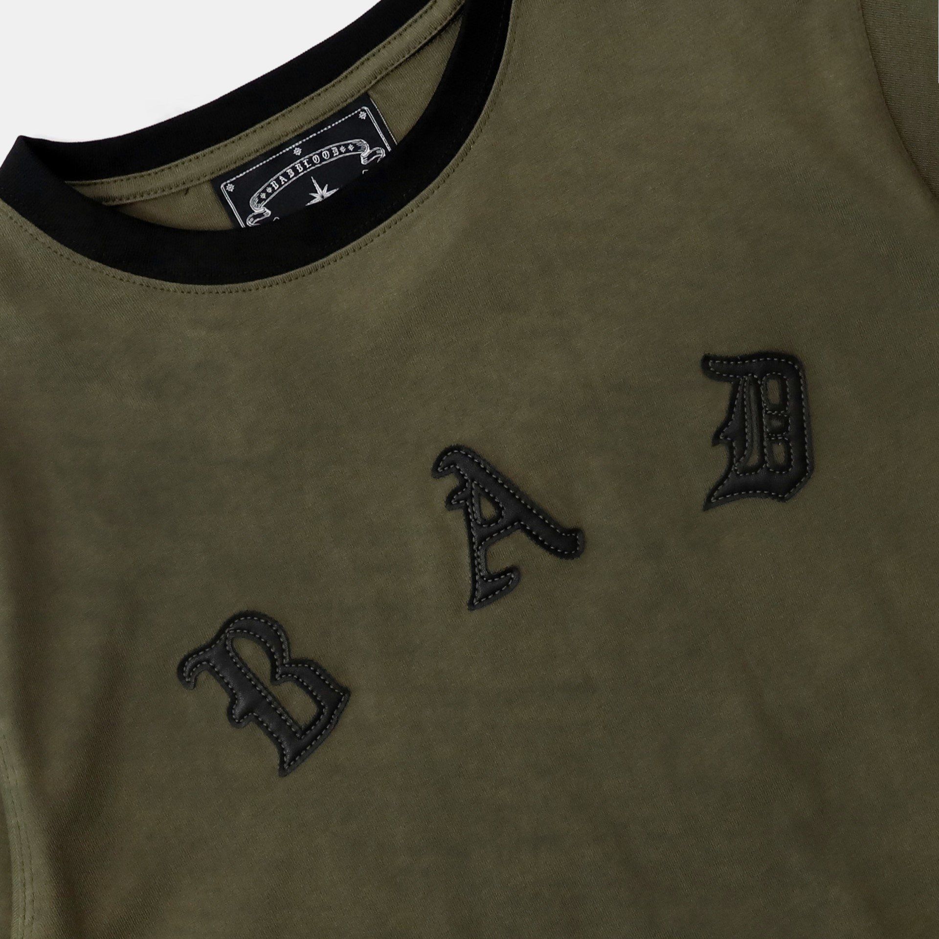  Áo Thun [Unisex] Badblood - [w-tee25-089] Cosmo Bad Patch Ringer T-Shirt Khaki 
