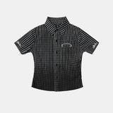  Áo Sơ Mi [Unisex] Badblood - [w-sht25-009] Cosmo Graphic Short Sleeve Shirt Black Check 