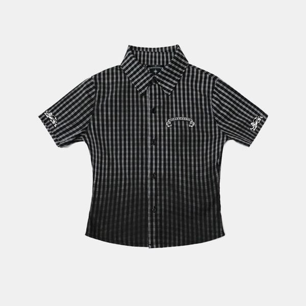 Áo Sơ Mi [Unisex] Badblood -  [w-sht25-009] Cosmo Graphic Short Sleeve Shirt Black Check