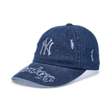  Nón MLB Korea - [Unisex] Vintage Destroyed Denim NY - 3ACPV195N-50NYL 