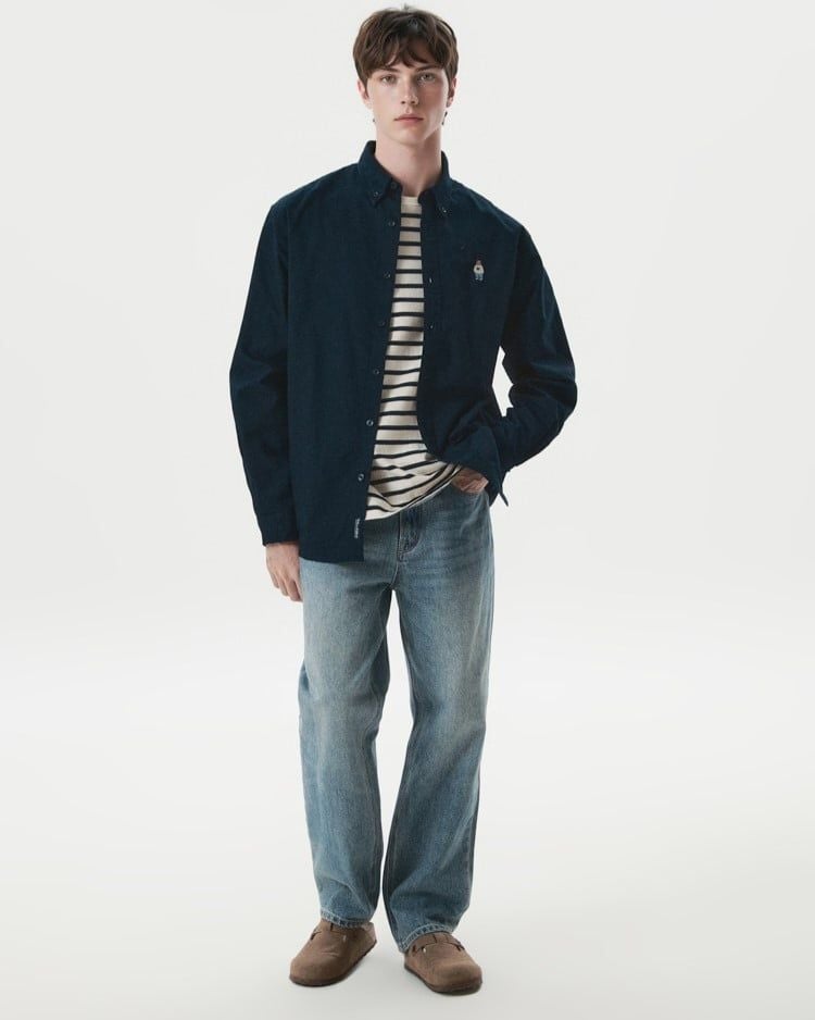  Áo Sơ Mi WHOAU [Unisex] - Steve Oxford Shirt Navy - WHYWF2311U 