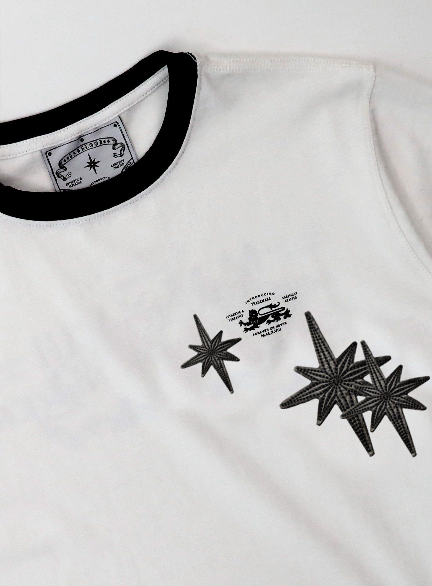  Áo Thun [Unisex] Badblood - [w-tee25-091] Cosmo Multi Patch Ringer T-Shirt White 