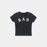  Áo Thun [Unisex] Badblood - [w-tee25-033] Lion Patch Short Sleeve Slim Fit Washed Black 