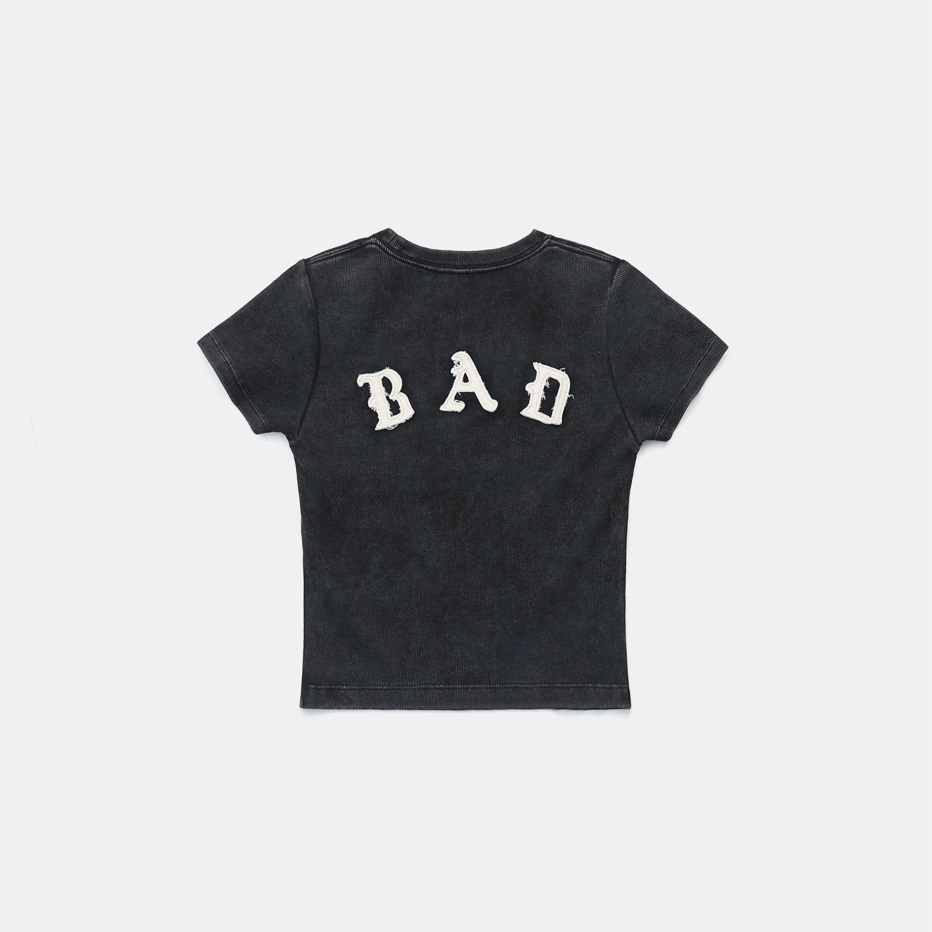  Áo Thun [Unisex] Badblood - [w-tee25-033] Lion Patch Short Sleeve Slim Fit Washed Black 