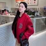  Áo Bomber MLB [Unisex] Basic Medium Logo Woven Padded Boston - 3AJPB0124-50RDD 