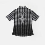  Áo Sơ Mi [Unisex] Badblood - [w-sht25-006] Cosmo Graphic Short Sleeve Shirt White Check 