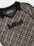  Áo Thun [Unisex] Badblood - [w-tee25-023] Vintage Club V-Neck Check T-Shirt Brown 
