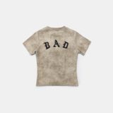  Áo Thun [Unisex] Badblood - [w-tee25-032] Lion Patch Short Sleeve Slim Fit Washed Beige 