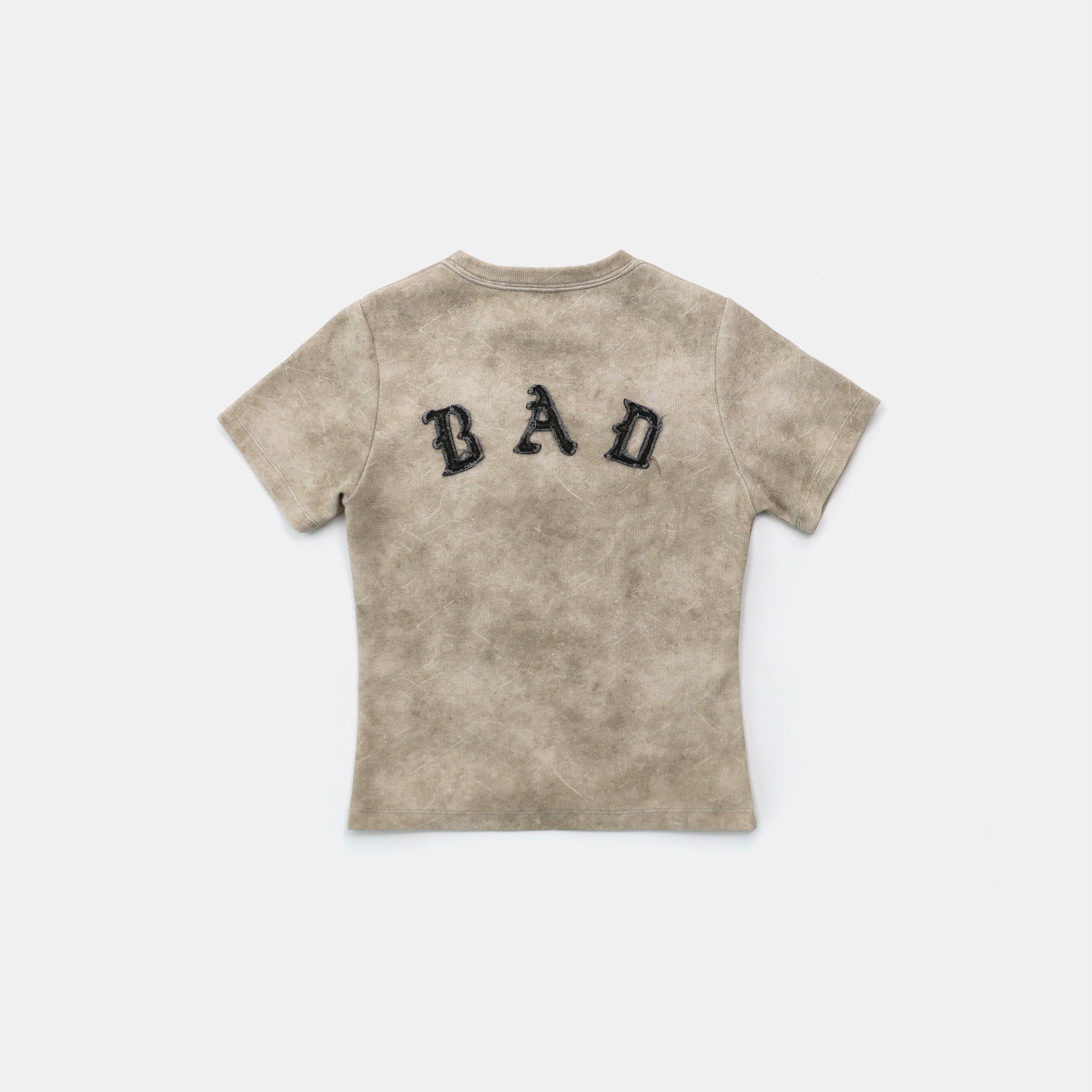  Áo Thun [Unisex] Badblood - [w-tee25-032] Lion Patch Short Sleeve Slim Fit Washed Beige 