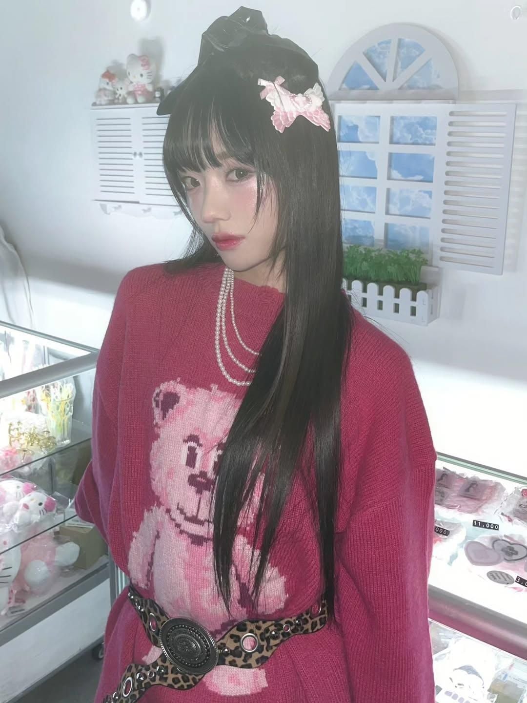  Áo Len ADLV Distressed Bear Knit Pink 