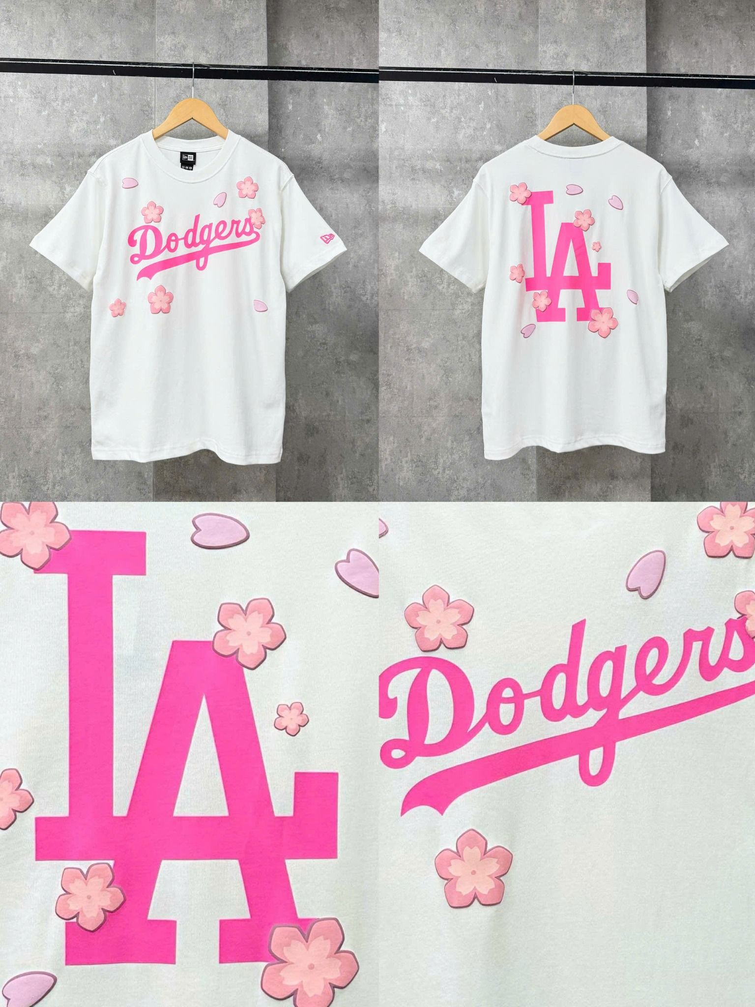  Áo Thun New Era - [Unisex] LA Dodgers Mini Peach Blossom White T-Shirt - 15565226 