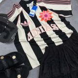  Áo Thun Bóng Đá ADIDAS [Nữ] Kẻ Sọc Đen 