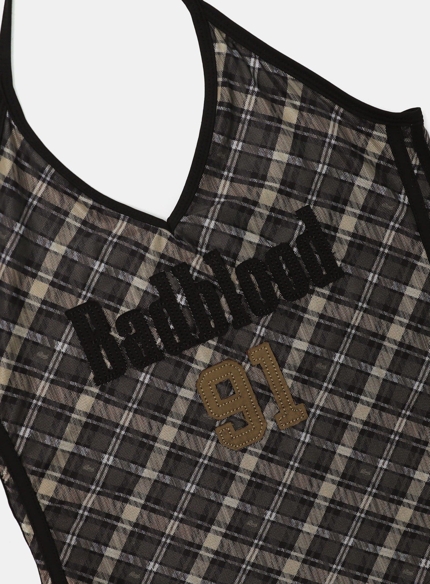  Áo Hai Dây [Nữ] Badblood - [w-tnk25-016] Vintage Club Halter Tank Check Brown 