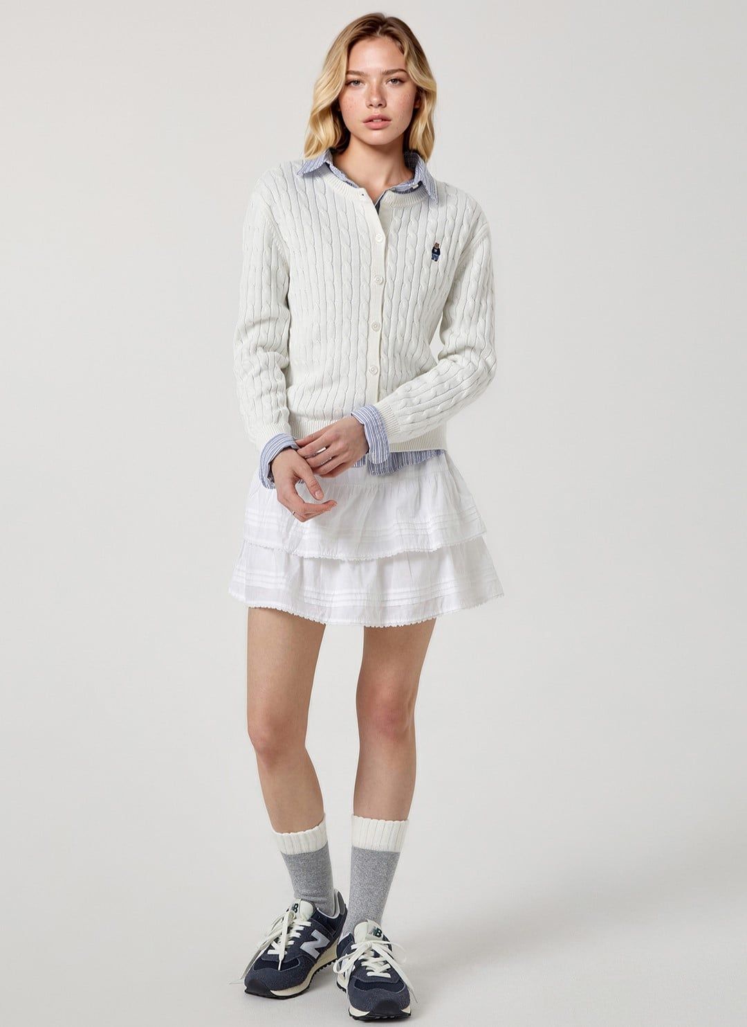  Áo Cardigan Len WHOAU [Nữ] - Steve Cable Cardigan - WHCKG2211F 