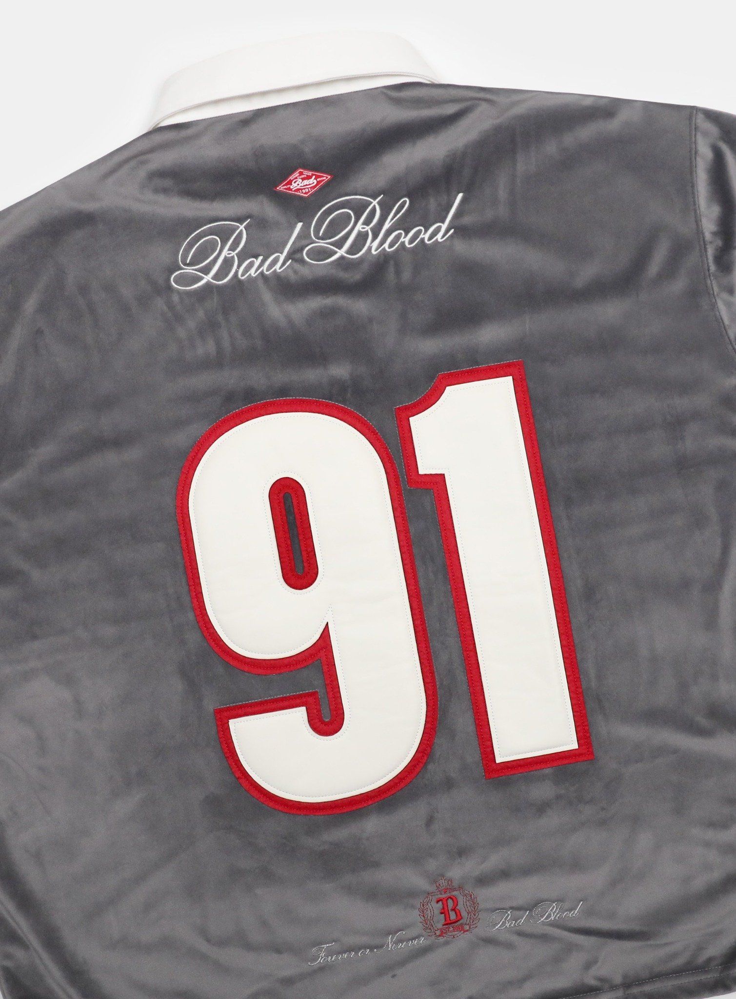  Áo Sweater [Unisex] Badblood - [w-sweatshirt24-016] Badblood Sports Velvet Rugby Shirt - Grey 