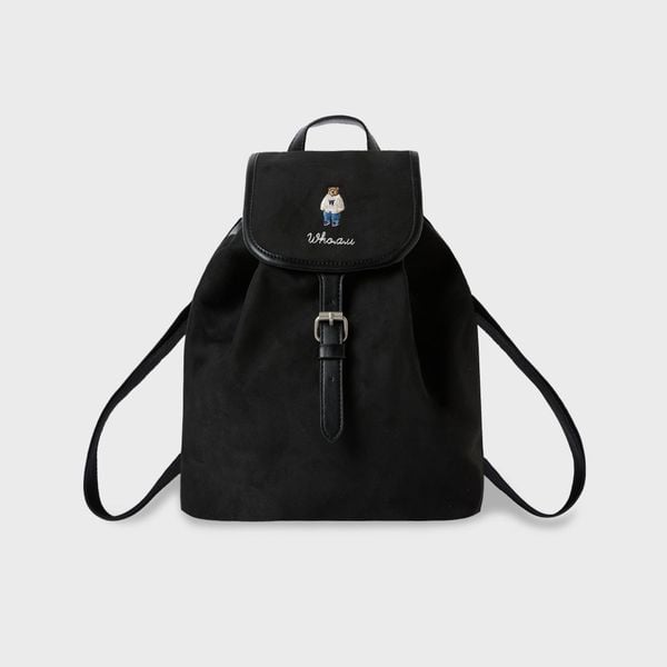 Balo Whoau Korea - Suede Buckle Backpack - WHBGF4T31A-BKS