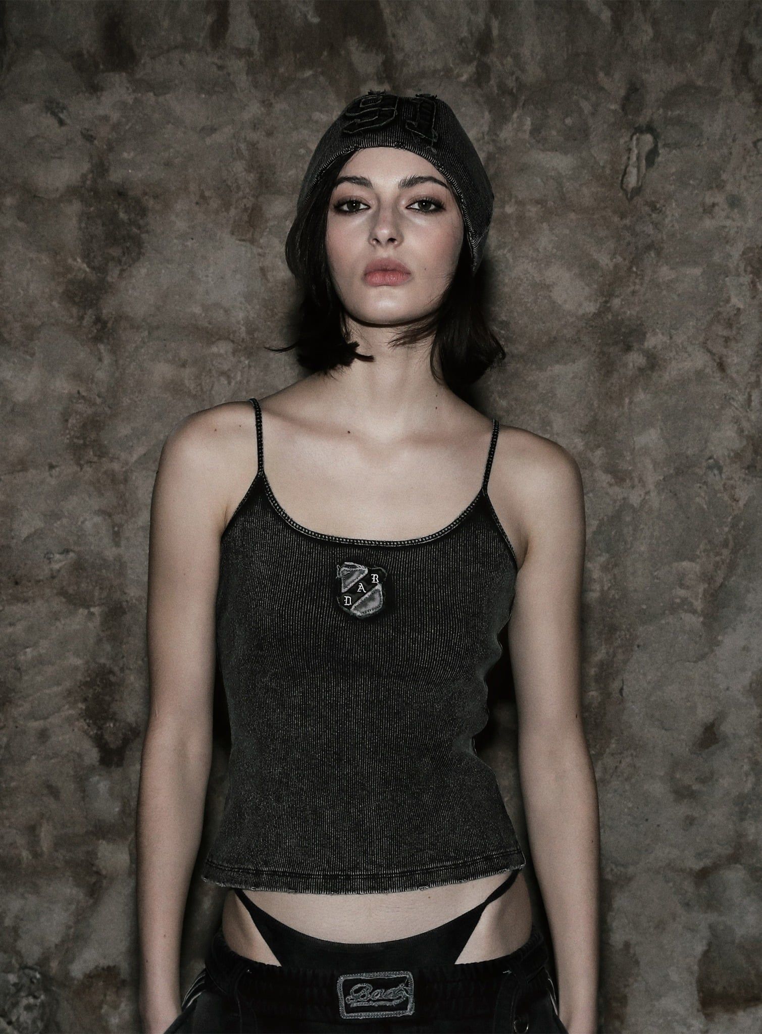  Áo Hai Dây [Nữ] Badblood - [w-tnk25-010] Rusty Denim String Tank Black 