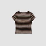  Áo Thun [Unisex] Badblood - [w-tee25-059] Dark Classic Stripe T-Shirt Tobacco/Brown 