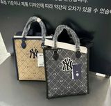  Túi MLB Korea - Monogram Diamond Jacquard Tote Bag New York Yankees Beige - 7ACRMDA3N-50BGS 