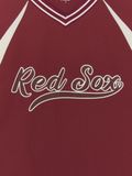  Áo Sweater MLB Korea - Varsity Sportive Curlsive Woven Boston Red Sox - 3AMTV1254-43WIS 