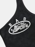  Áo Croptop [Nữ] Badblood - [w-tnk25-024] Ryan Patch One Shoulder Tank Washed Black 