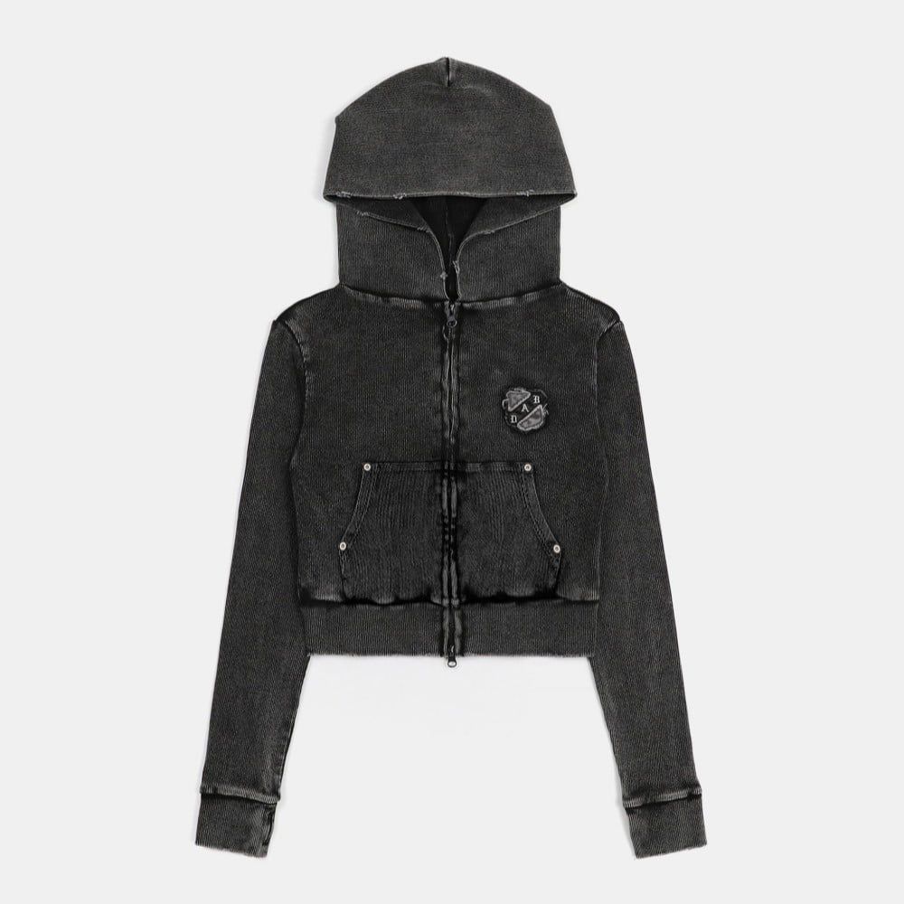  Áo Khoác [Unisex] Badblood - [w-hde25-008] Rusty Denim Hoodie Slim Fit Black 