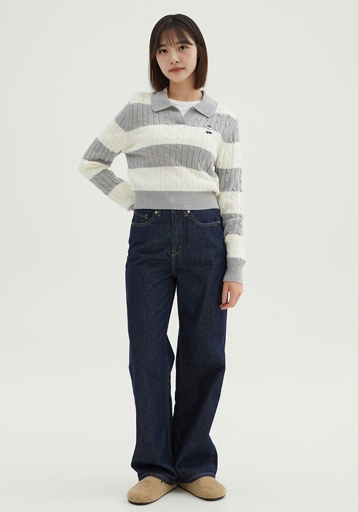  Áo Sweater Crop SPAO [Nữ] - Woody Cable Half-Open Gray - SPKWF49G50 