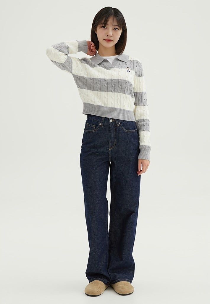  Áo Sweater Crop SPAO [Nữ] - Woody Cable Half-Open Gray - SPKWF49G50 