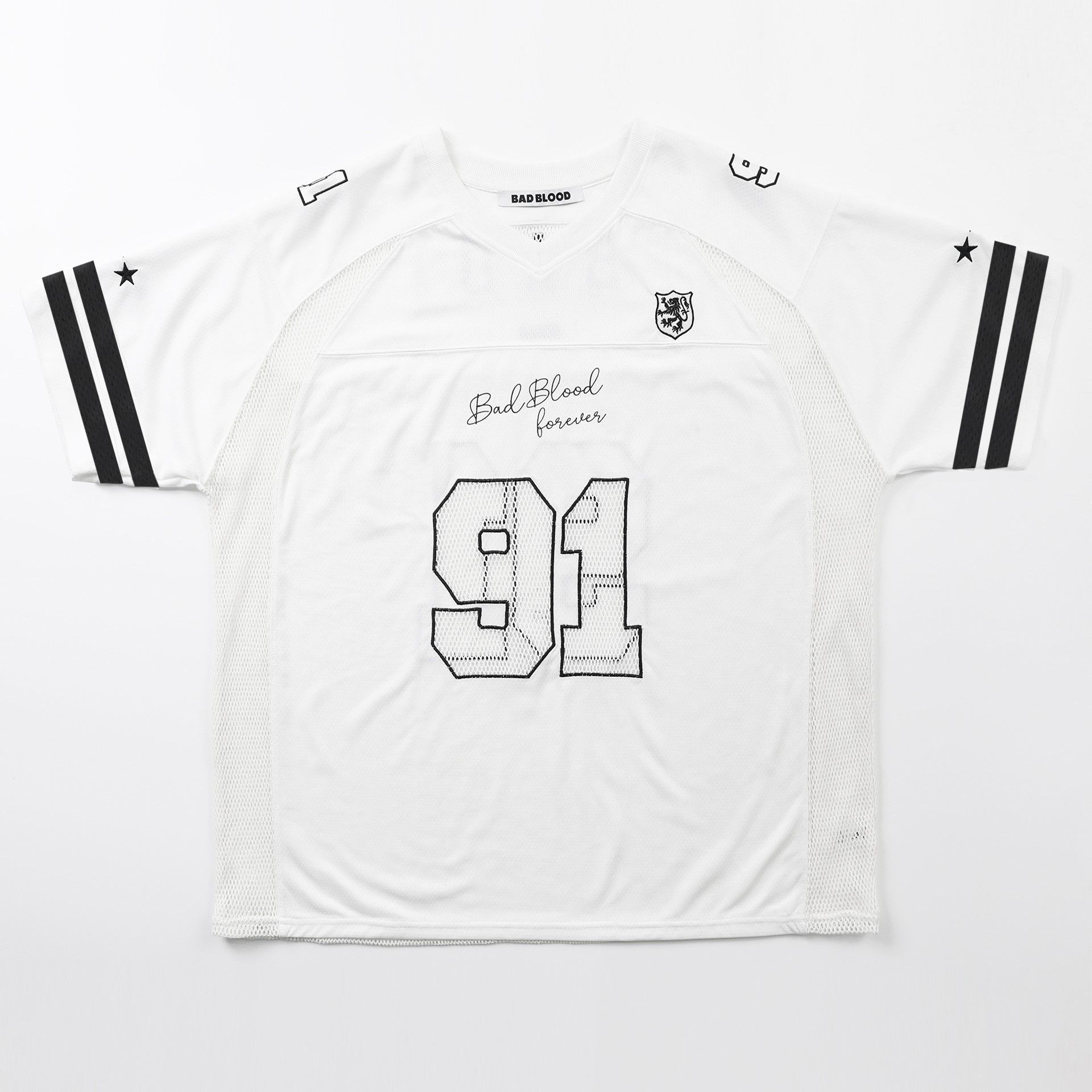  Áo Thun [Unisex] Badblood - [w-tee24-072] Crochet 91 Football Jersey Large Fit White 