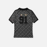  Áo Thun [Unisex] Badblood - [w-tee25-024] Vintage Club V-Neck Check T-Shirt Black 