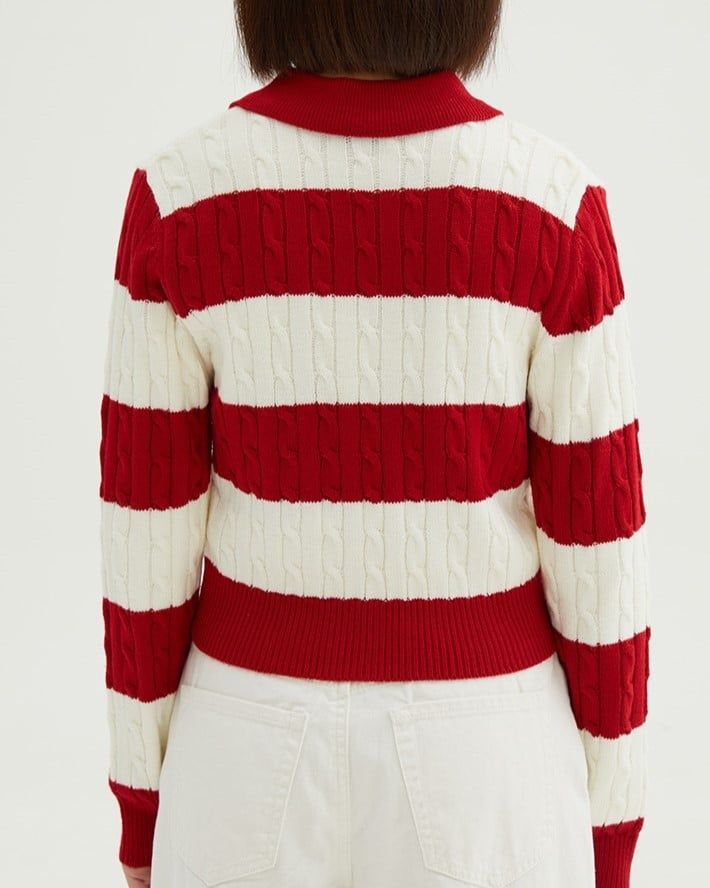  Áo Sweater Crop SPAO [Nữ] - Woody Cable Half-Open Red - SPKWF49G50 