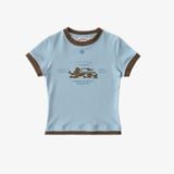  Áo Thun [Unisex] Badblood - [w-tee25-103] Lion Jersey Ringer T-Shirt Light Blue 