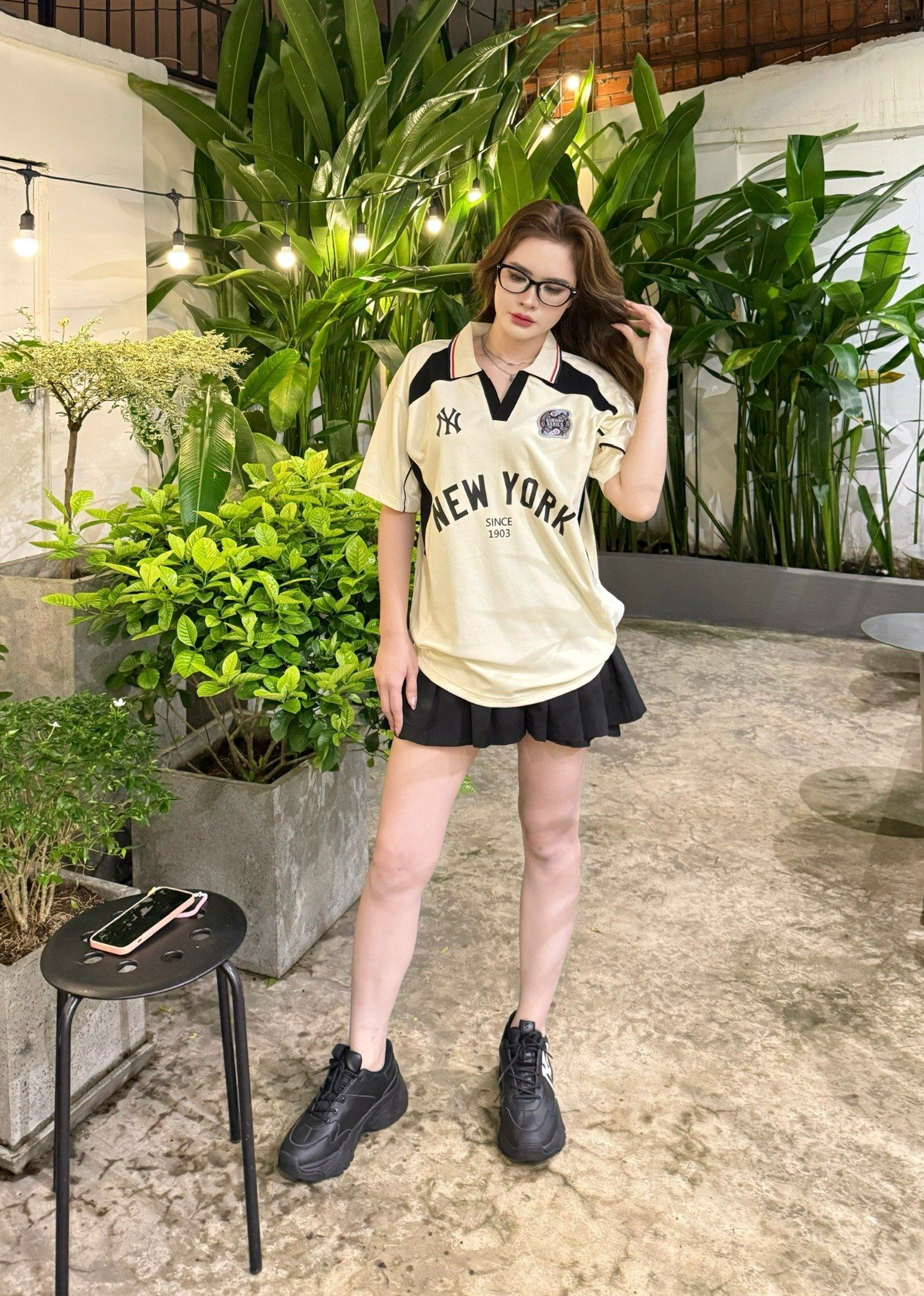  Áo Thun Polo New Era - [Unisex] Jersey Polo Cream/Black - 15488846 