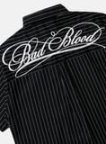  Áo Sơ Mi [Unisex] Badblood - [w-sht25-004] Dark Classic Short Sleeve Shirt Black/Striped 