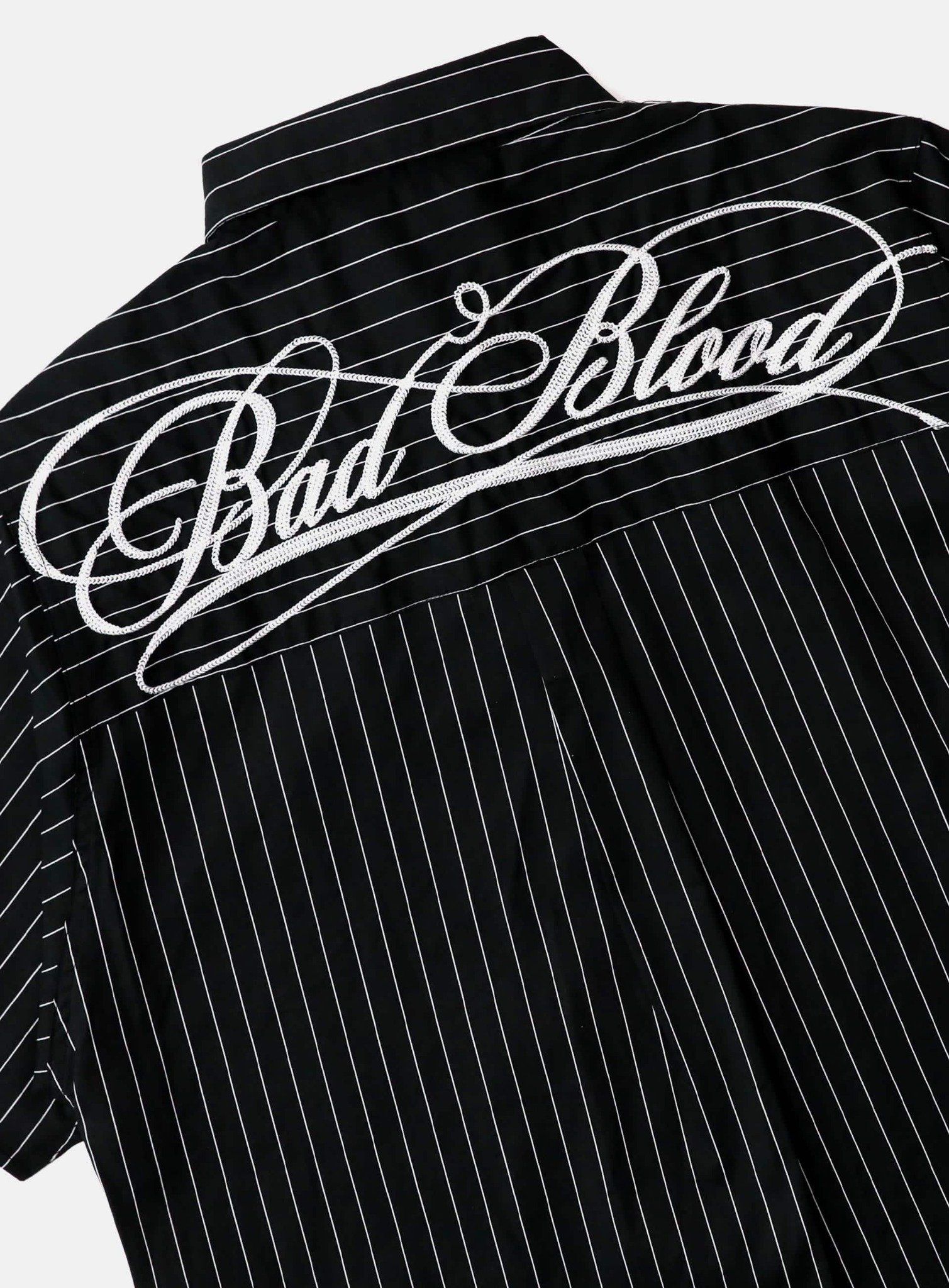  Áo Sơ Mi [Unisex] Badblood - [w-sht25-004] Dark Classic Short Sleeve Shirt Black/Striped 