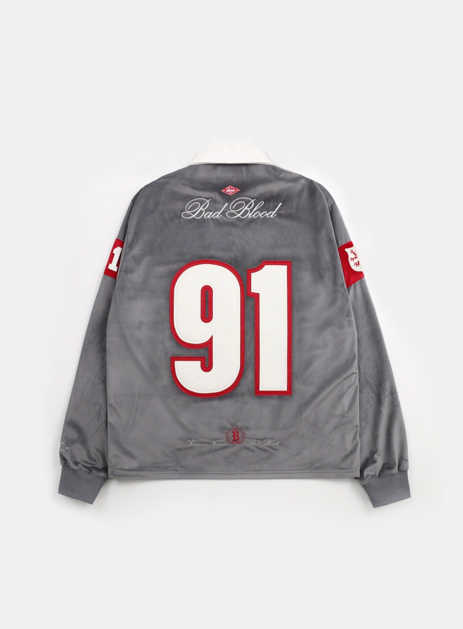  Áo Sweater [Unisex] Badblood - [w-sweatshirt24-016] Badblood Sports Velvet Rugby Shirt - Grey 