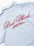  Áo Sơ Mi [Unisex] Badblood - [w-sht24-014] Classic Logo Short Sleeve Shirt Blue/Stripes 